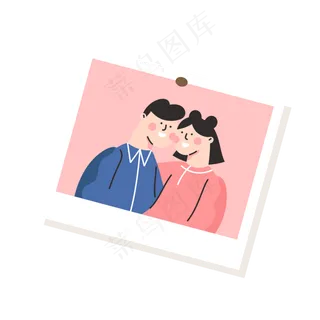 情侣照片卡通png素材,免抠元素