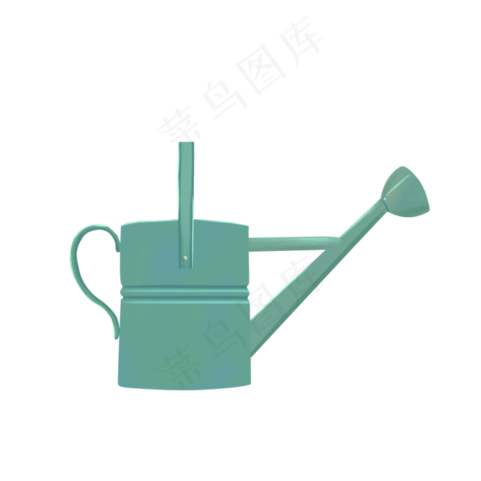 扁平风蓝绿色的浇花洒水壶