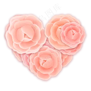 手绘花朵堆积情人节爱心