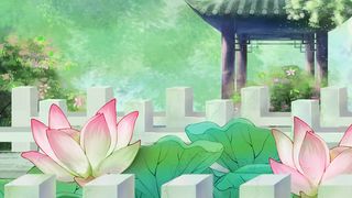 中国风白玉桥单层木结构亭子夏季古风园林