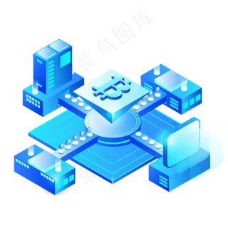 蓝色金融科技比特币区块链元素,免抠元素