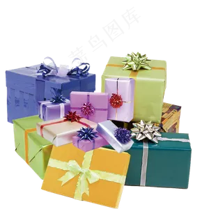 一堆彩色包装的礼品,免抠元素