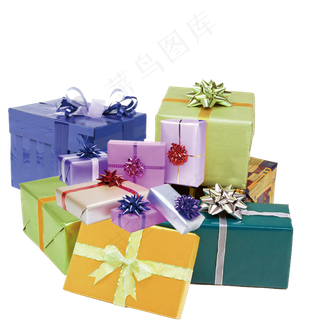 一堆彩色包装的礼品,免抠元素