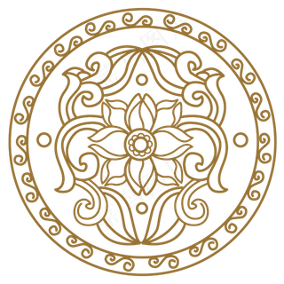 荷花中式花纹矢量图