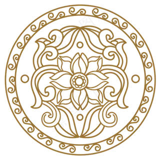 荷花中式花纹矢量图