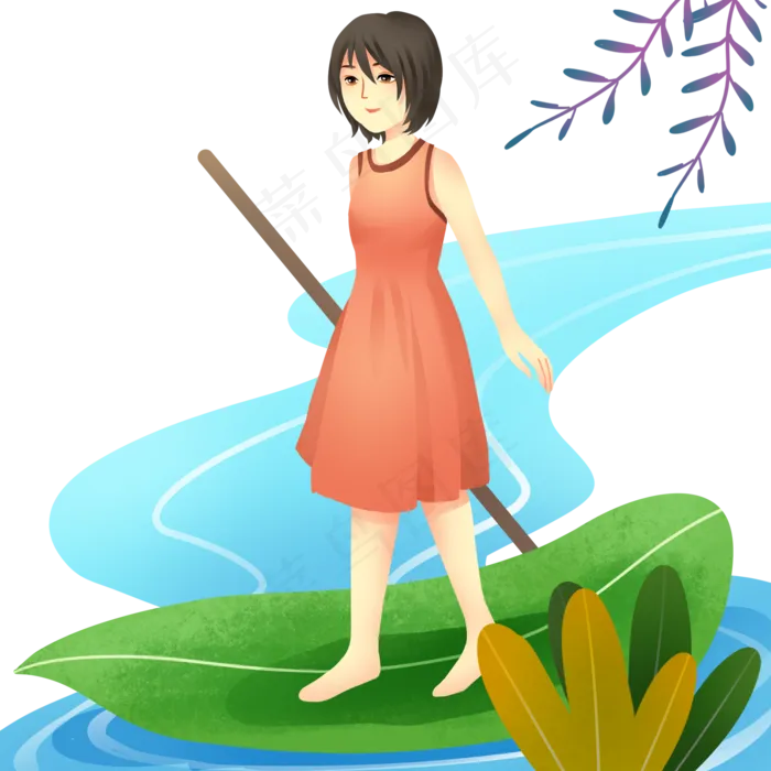 大暑植物女孩(2000X2000(DPI:300))psd模版下载