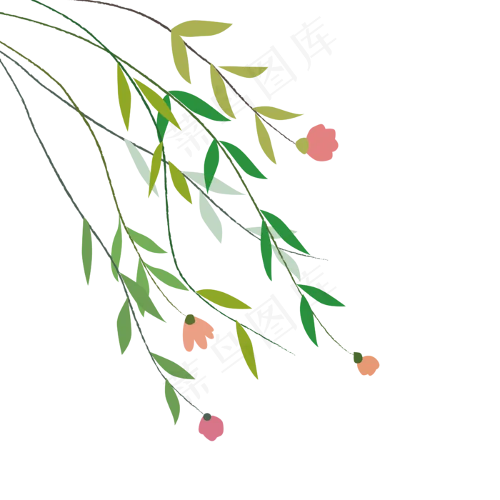 手绘春天植物花朵,免抠元素(2363*2363px)ai矢量模版下载