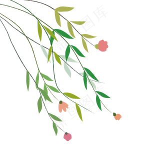 手绘春天植物花朵,免抠元素