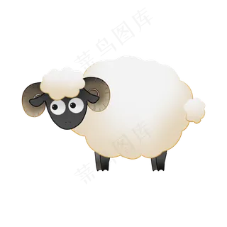 可爱白色绵羊卡通动物PNG素材,免抠元素