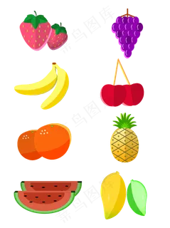 3D风卡通简约水果植物装饰套图