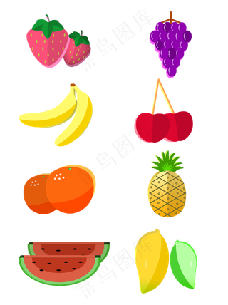 3D风卡通简约水果植物装饰套图