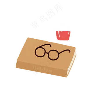 手绘书本眼镜饮料