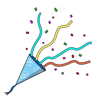 卡通愚人节蓝色礼花,免抠元素