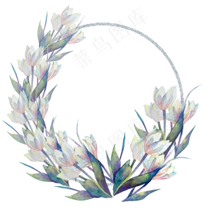 唯美装饰花环玉兰洁白冰雪