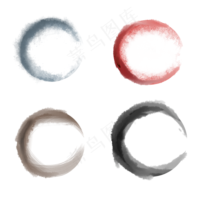 水墨园笔刷素材元素(2000X2000(DPI:300))psd模版下载