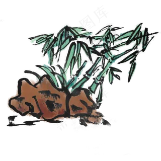 水墨夏天竹子,免抠元素