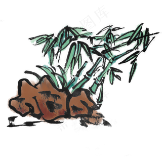 水墨夏天竹子,免抠元素