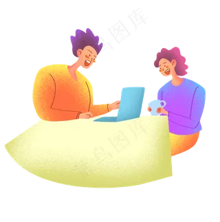 扁平商务噪点人物聊天,免抠元素