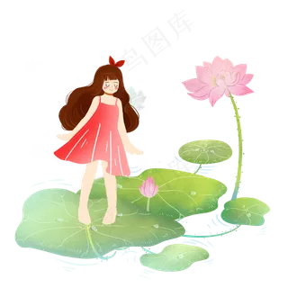 节气夏至荷花精灵素材