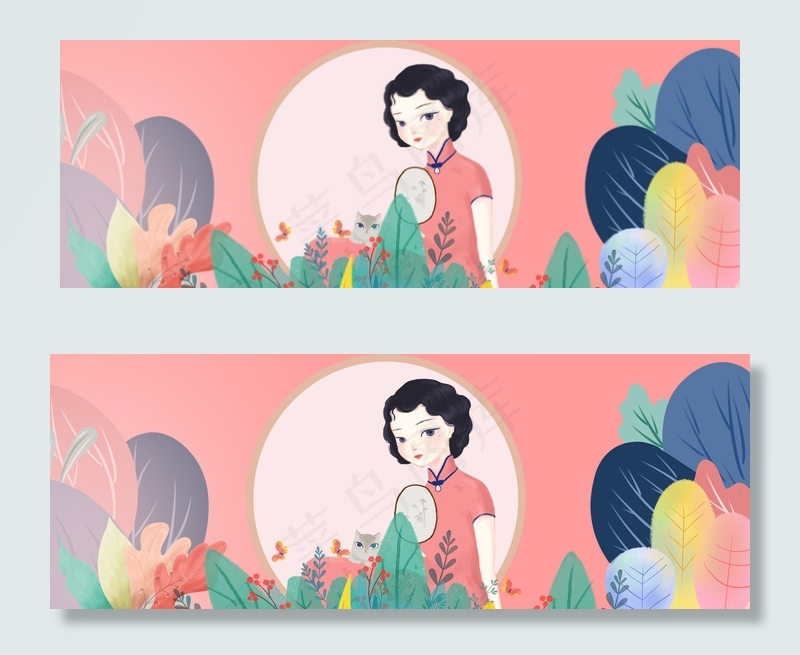 浪漫女生花卉妇女节背景