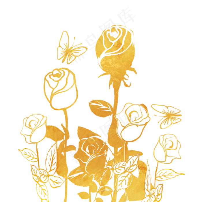 玫瑰花蝴蝶(2000X2000(DPI:300))psd模版下载