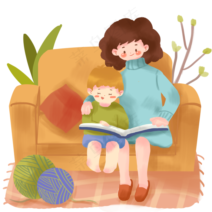 妇女节小清新温馨手绘插画元素,免抠元素