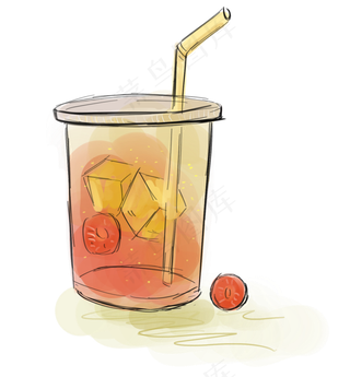夏天菠萝樱桃汁,免抠元素
