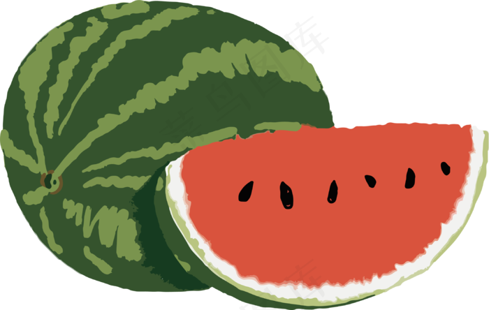 矢量手绘夏季西瓜装饰图案