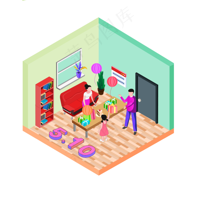 立体母亲节庆祝场景