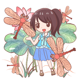 夏日女孩与蜻蜓