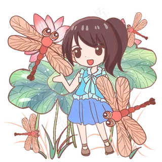 夏日女孩与蜻蜓 夏日女孩与蜻蜓
