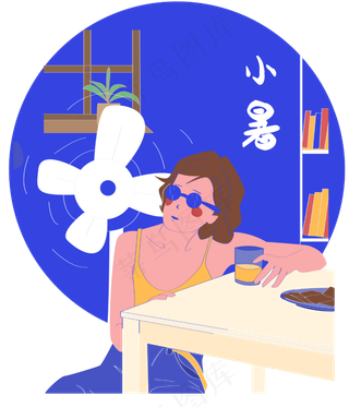 小暑节气少女冷饮消夏