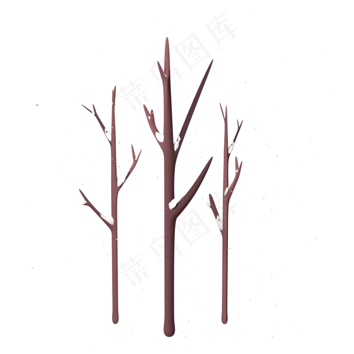 卡通冬天的树C4D,免抠元素(2000X2000)