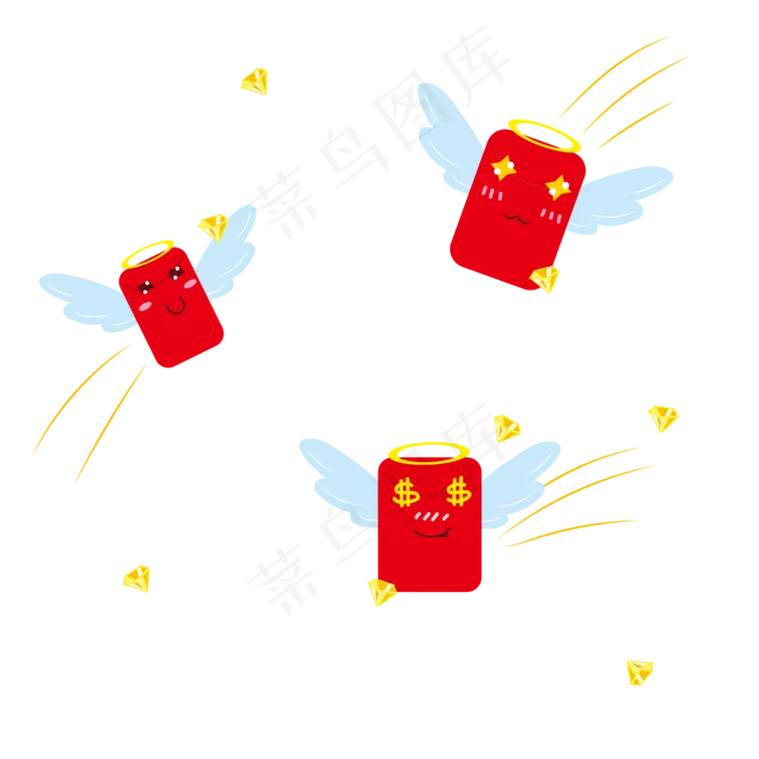 卡通红包钻石,免抠元素(2000*2000px 300 dpi )ai矢量模版下载