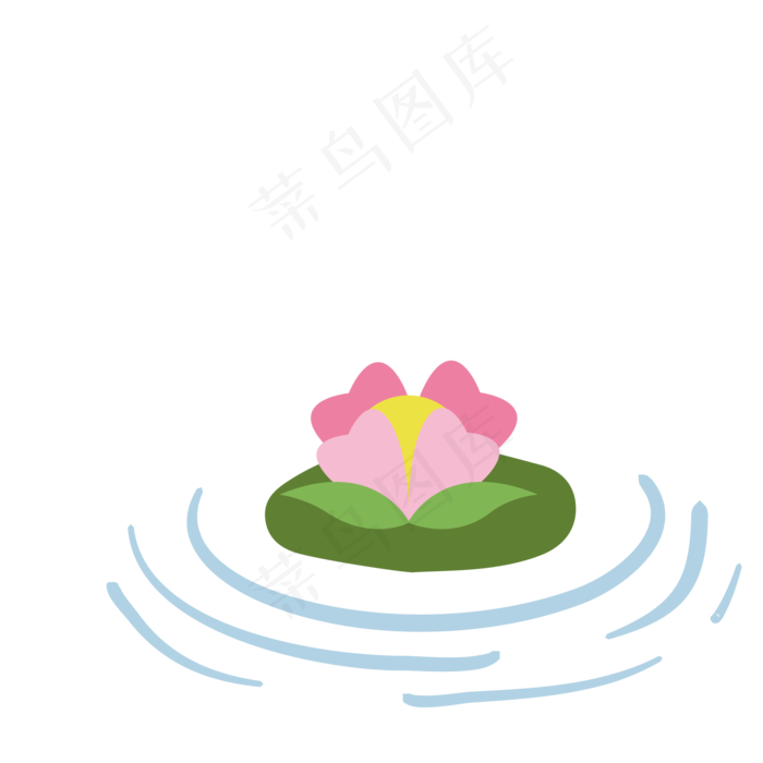 卡通绿色的荷花(3543X3543(DPI:300))ai矢量模版下载