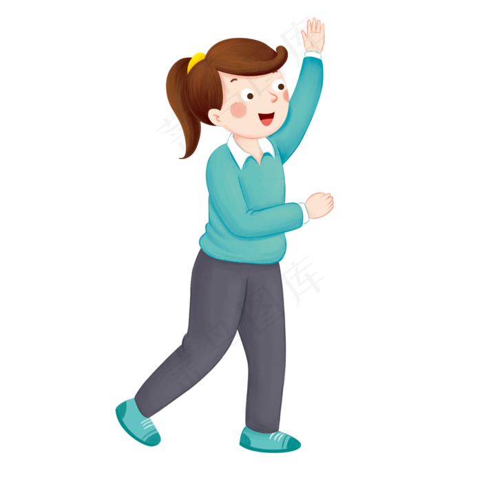 妇女节招手的女性角色,免抠元素