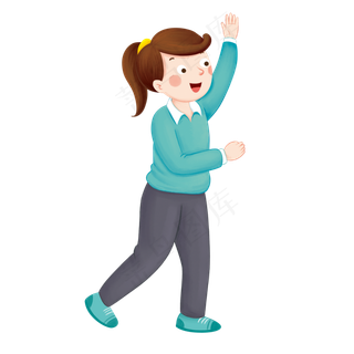 妇女节招手的女性角色,免抠元素