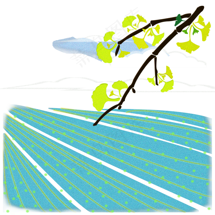 谷雨节气树木田野(2000X2000(DPI:300))psd模版下载