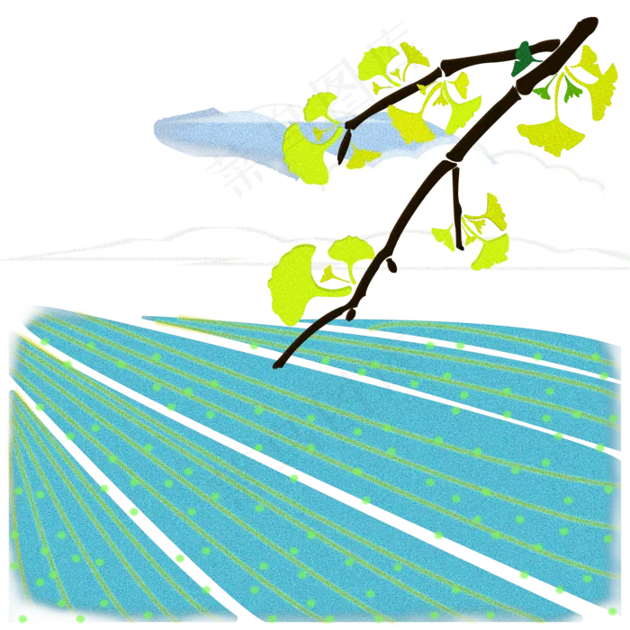 谷雨节气树木田野(2000X2000(DPI:300))psd模版下载