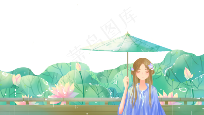 打雨伞女孩(2880X1620(DPI:300))psd模版下载