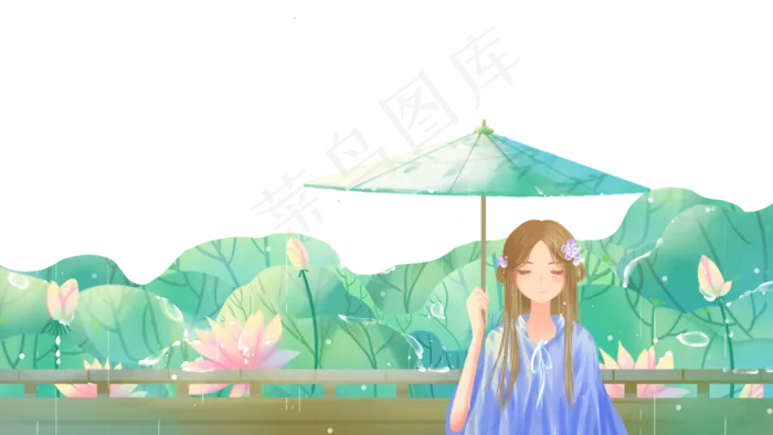 打雨伞女孩(2880X1620(DPI:300))psd模版下载