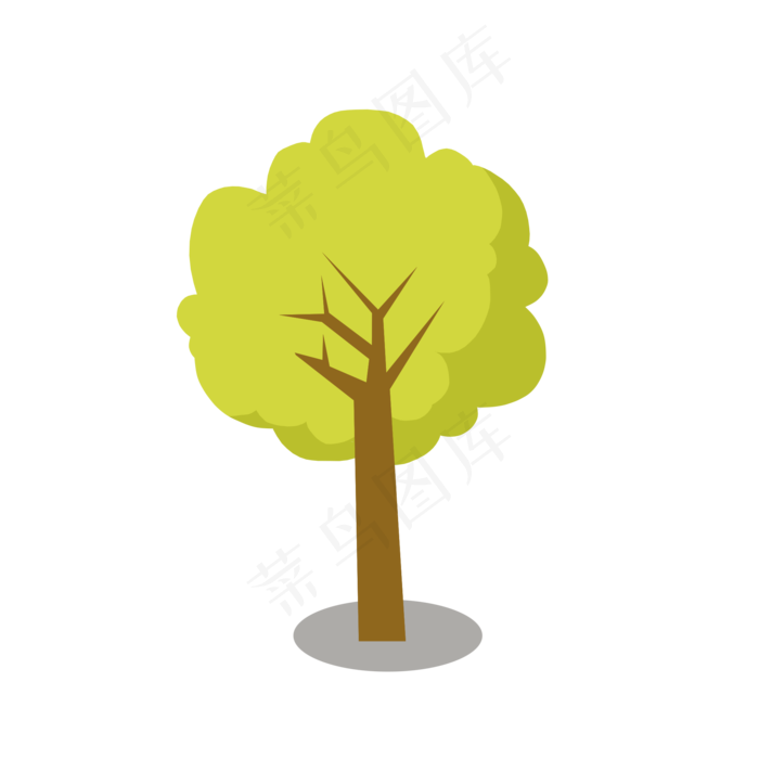 手绘简约绿植树木(2000X2000(DPI:300))psd模版下载