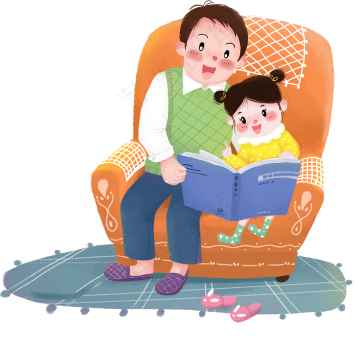 父女俩看书