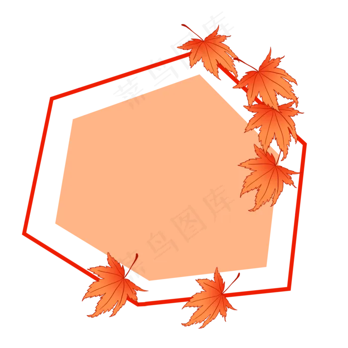 红色枫叶装饰多边形边框,免抠元素(2000*2000px 300 dpi )psd模版下载