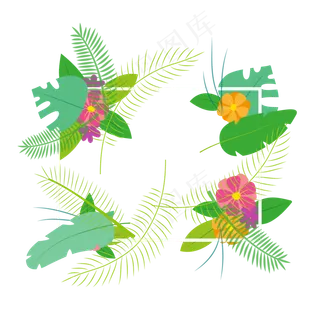 夏天夏至叶子花朵免扣素材