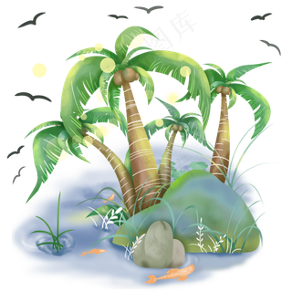 夏日椰树林,免抠元素