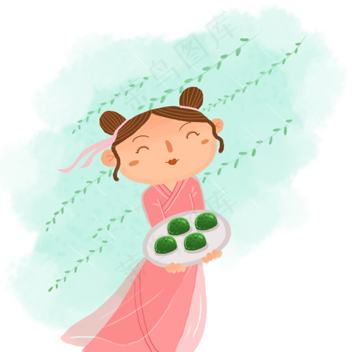 清明节青团少女PNG