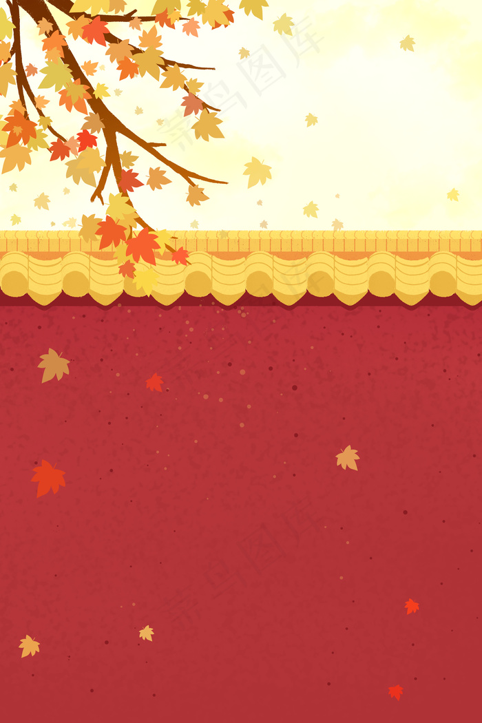 中国风秋天秋季落叶枫叶唯美梦幻背景图