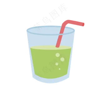 吸管新鲜青苹果汁