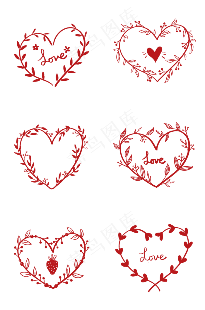 各种心形花环组图PNG免抠素材